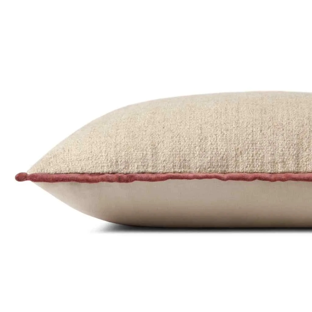 Amber Lewis x Loloi Aveline Collection Ivory / Wine Pillow PAL0035