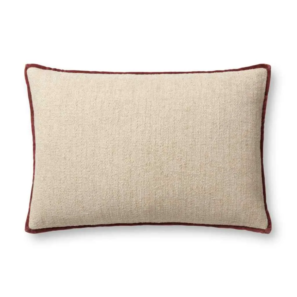 Amber Lewis x Loloi Aveline Collection Ivory / Wine Pillow PAL0035