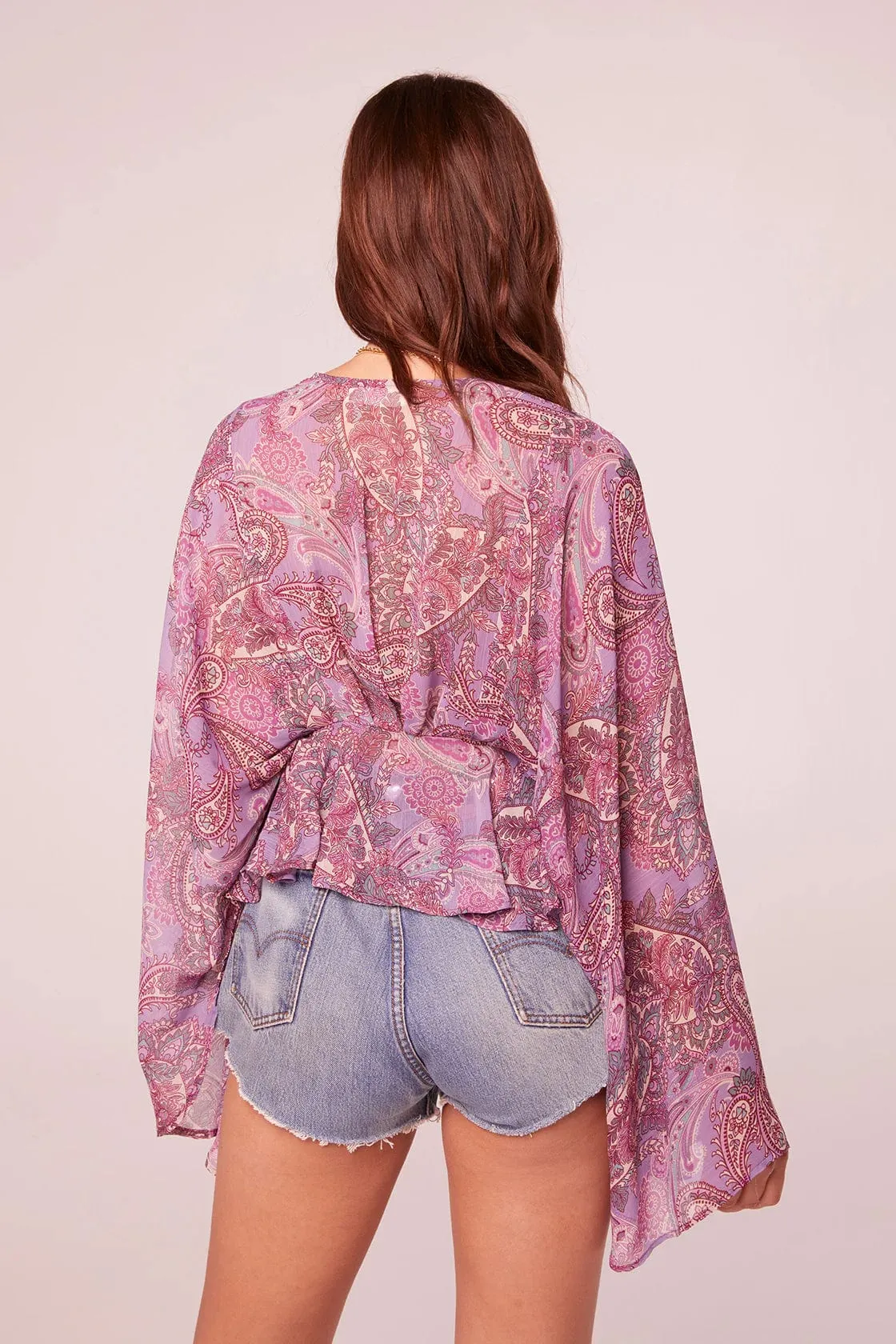 Band Of The Free Kareena Batwing Paisley Lavender Chiffon Top