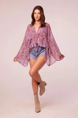 Band Of The Free Kareena Batwing Paisley Lavender Chiffon Top