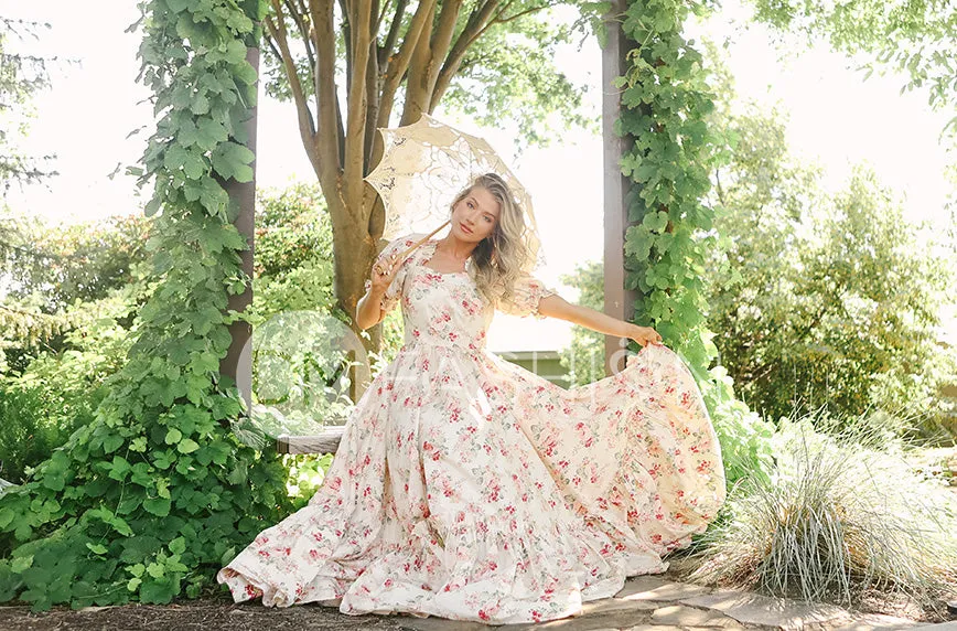 Brynnleigh Ivory Cottage Floral Gown- DM Exclusive - Maternity Friendly - Restocked