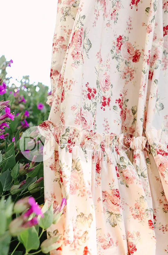 Brynnleigh Ivory Cottage Floral Gown- DM Exclusive - Maternity Friendly - Restocked