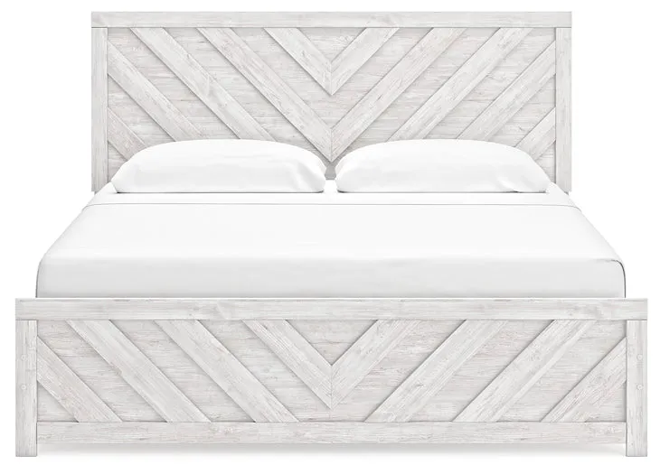 Cayboni King Panel Bed with Mirrored Dresser