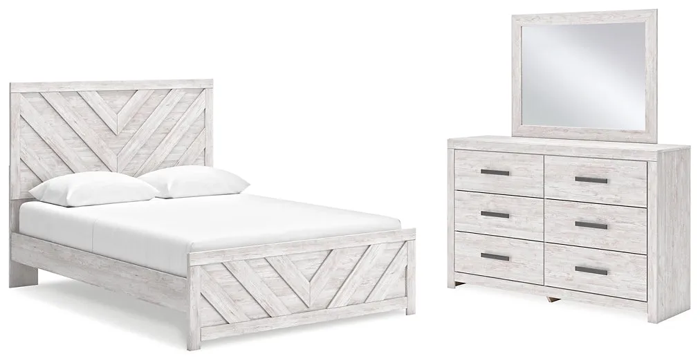 Cayboni King Panel Bed with Mirrored Dresser