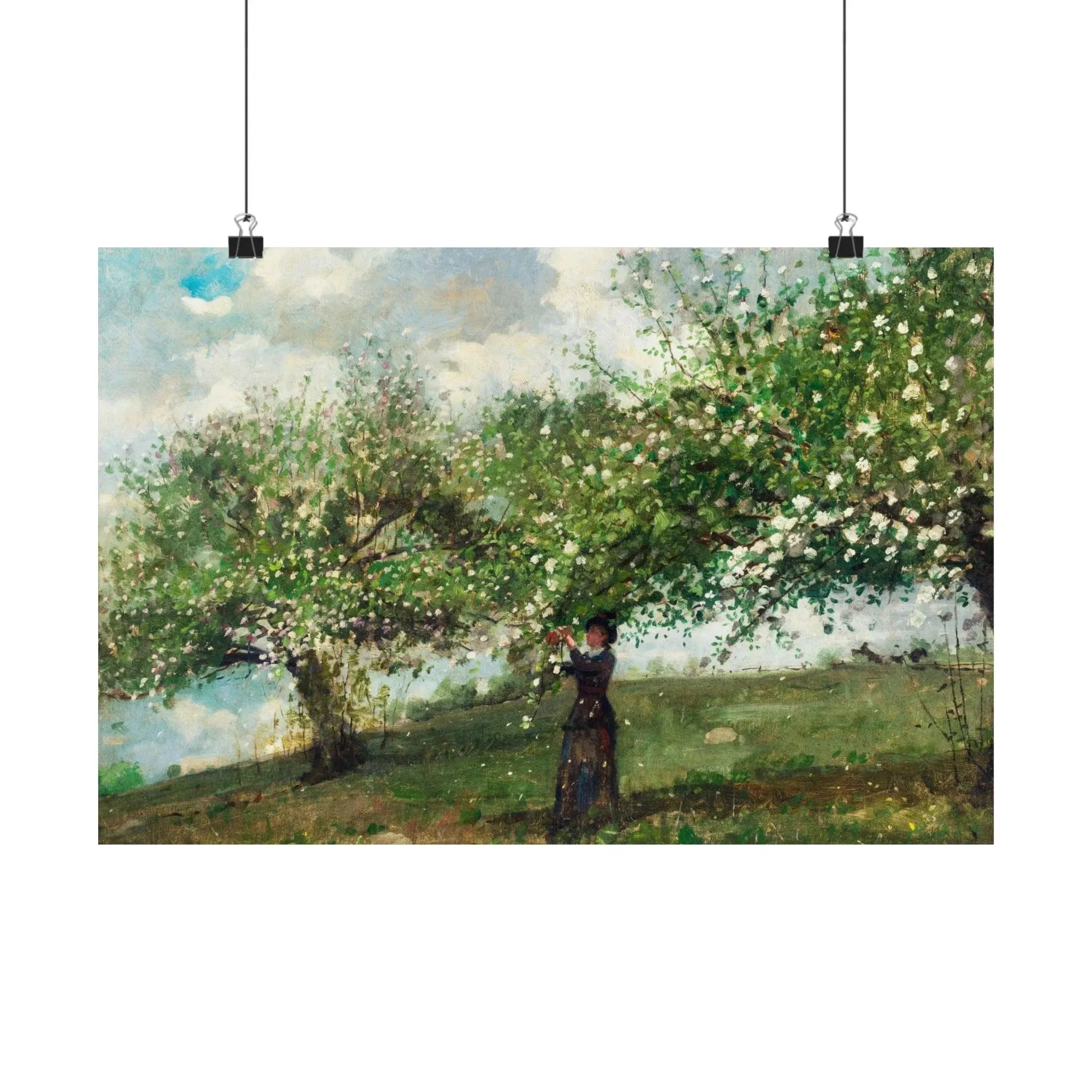 Charming Winslow Homer 'Girl Picking Apple Blossoms' 1879 - Kitchen Wall Art Poster - Smithsonian Original - Artistic Home Deco