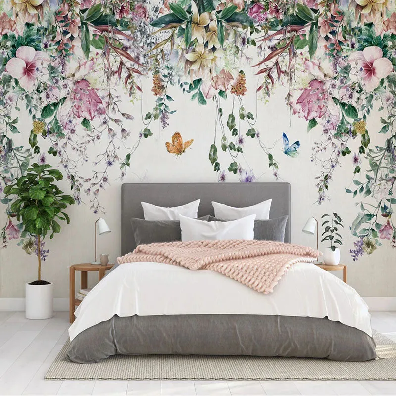 Custom Wallpaper Mural Nordic Pastoral Flower Vine (㎡)