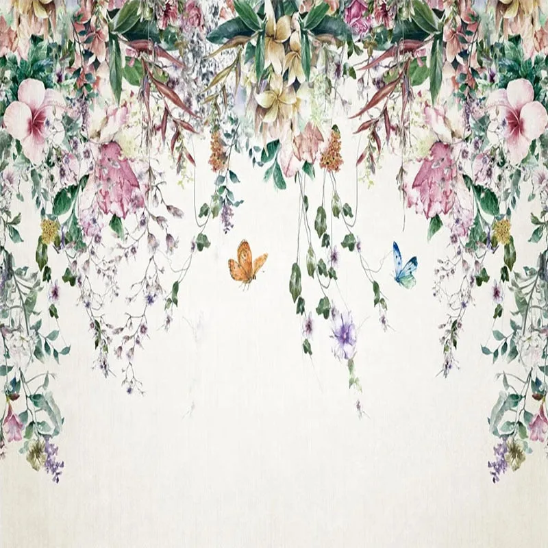 Custom Wallpaper Mural Nordic Pastoral Flower Vine (㎡)