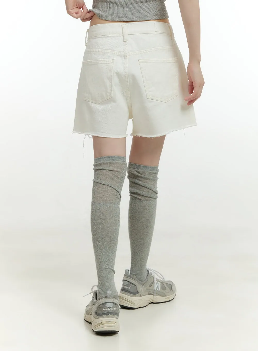 Destroyed Hem Wide Fit Cotton Shorts CG401