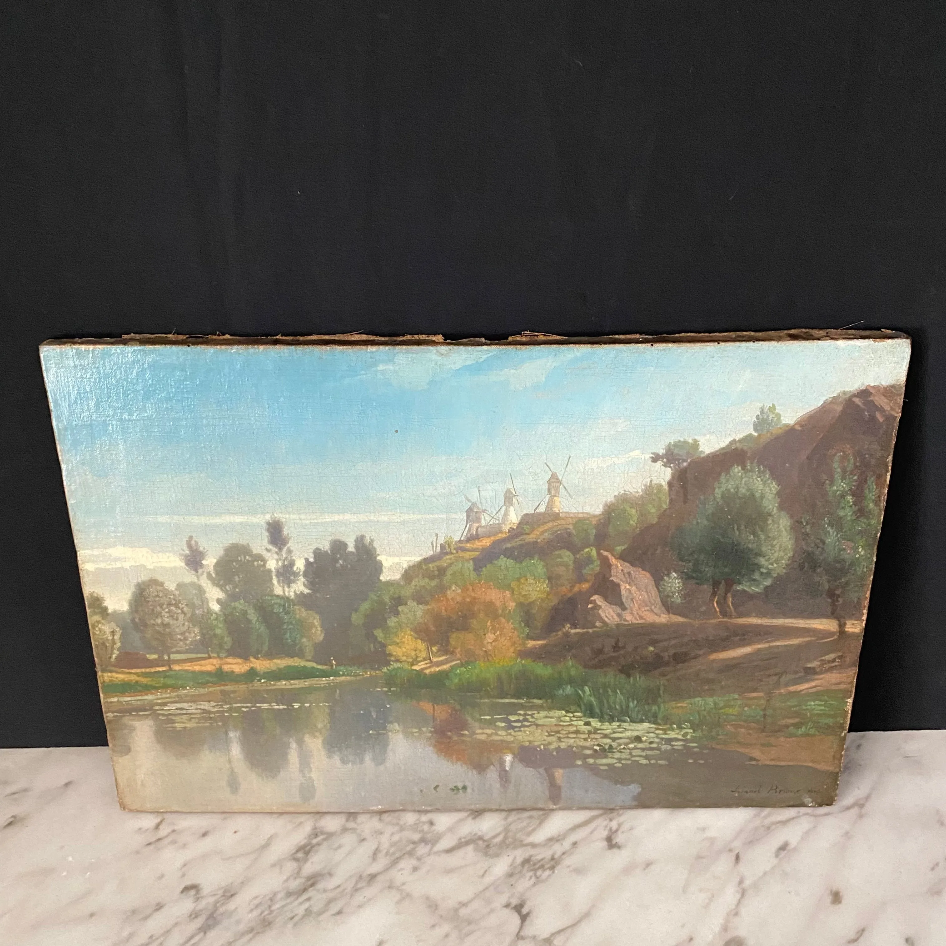 French Artist Lionel Brioux Signed Oil Landscape Painting