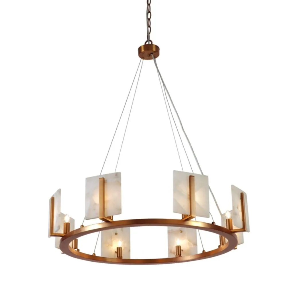 Halo Chandelier Large Alabaster Brass