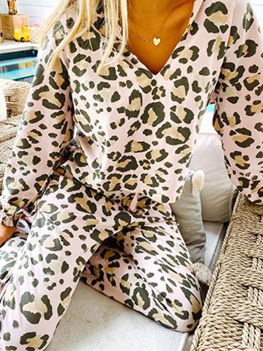 Leopard Print Long Sleeve Style Suit