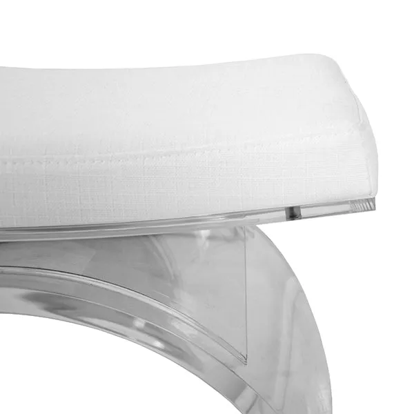 Marlowe Stool Acrylic and White Linen