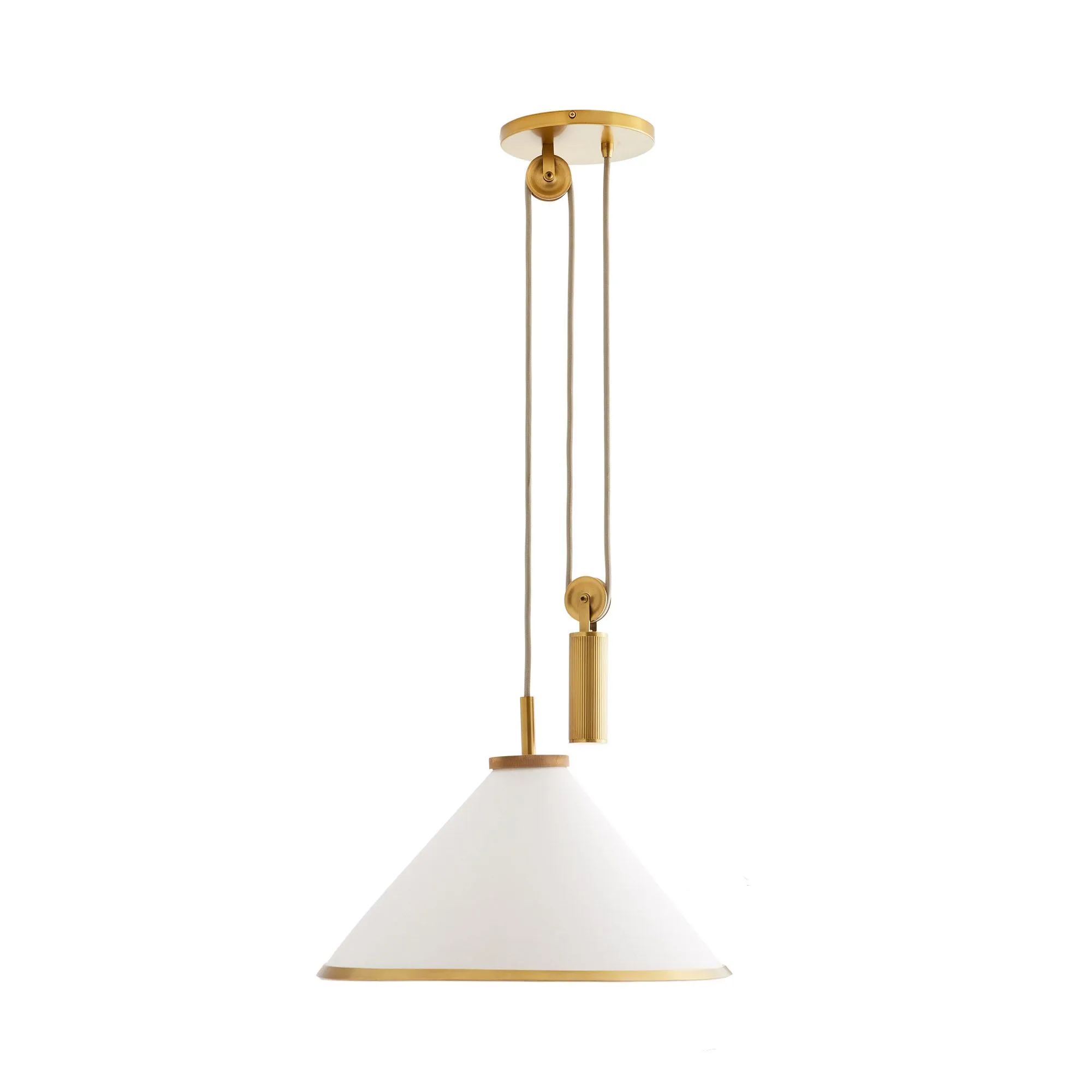 Norfolk Pendant White Linen and Antique Brass