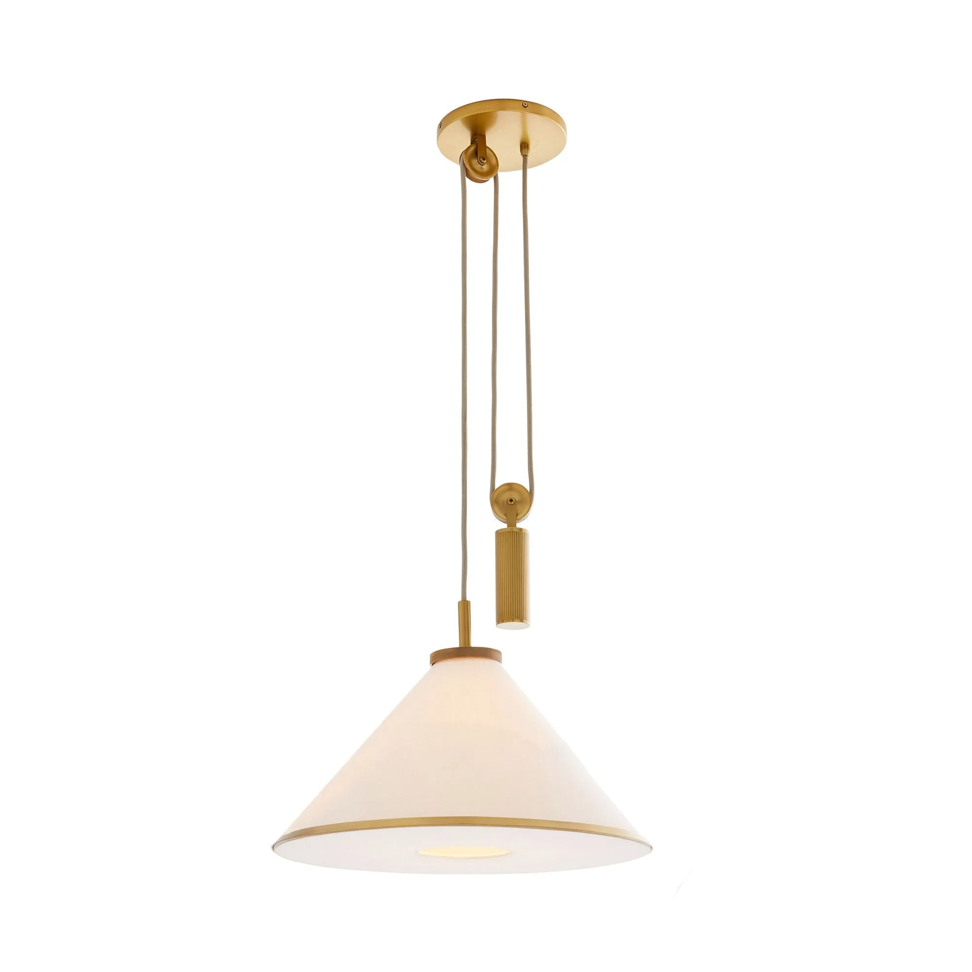 Norfolk Pendant White Linen and Antique Brass