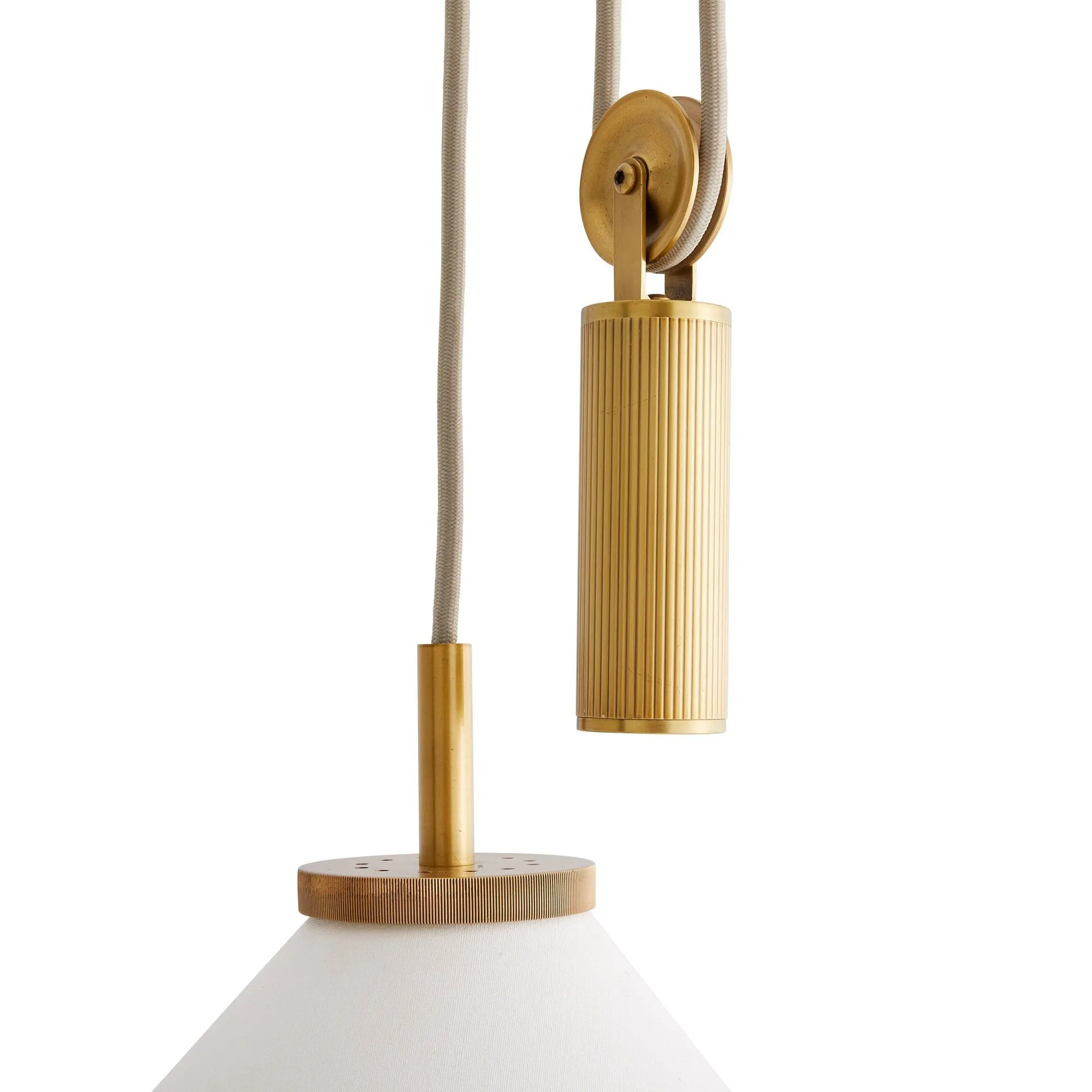 Norfolk Pendant White Linen and Antique Brass