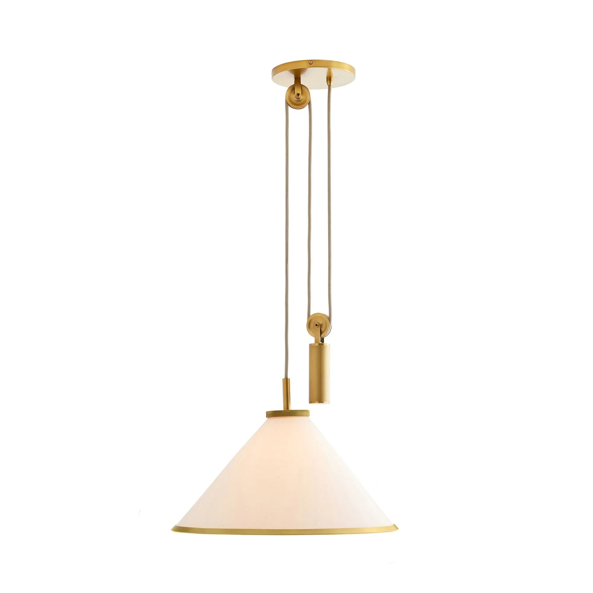 Norfolk Pendant White Linen and Antique Brass