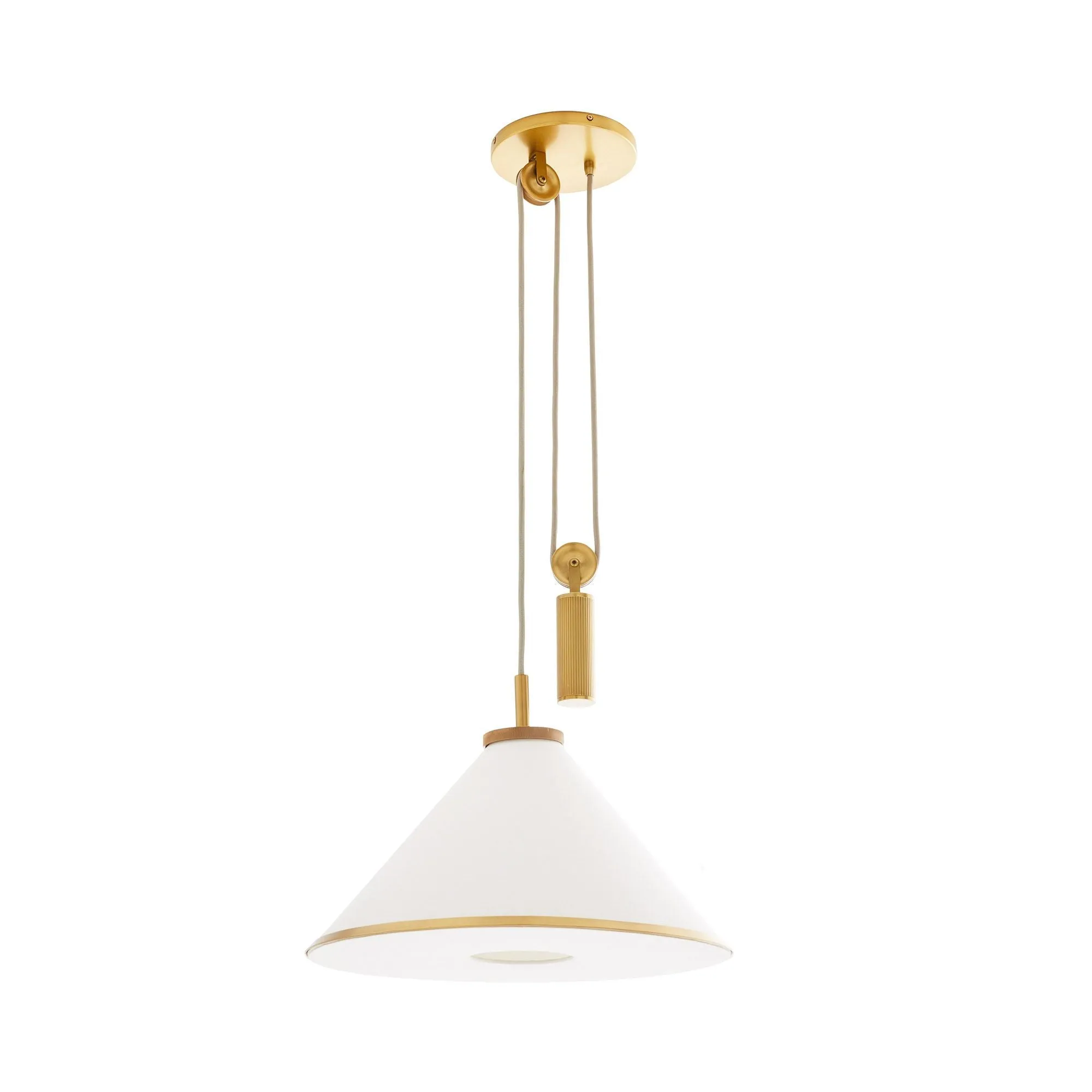 Norfolk Pendant White Linen and Antique Brass