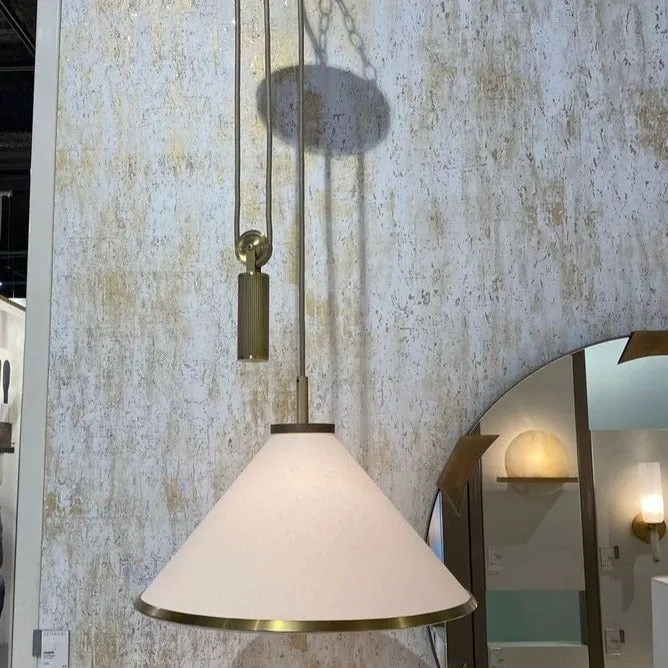 Norfolk Pendant White Linen and Antique Brass