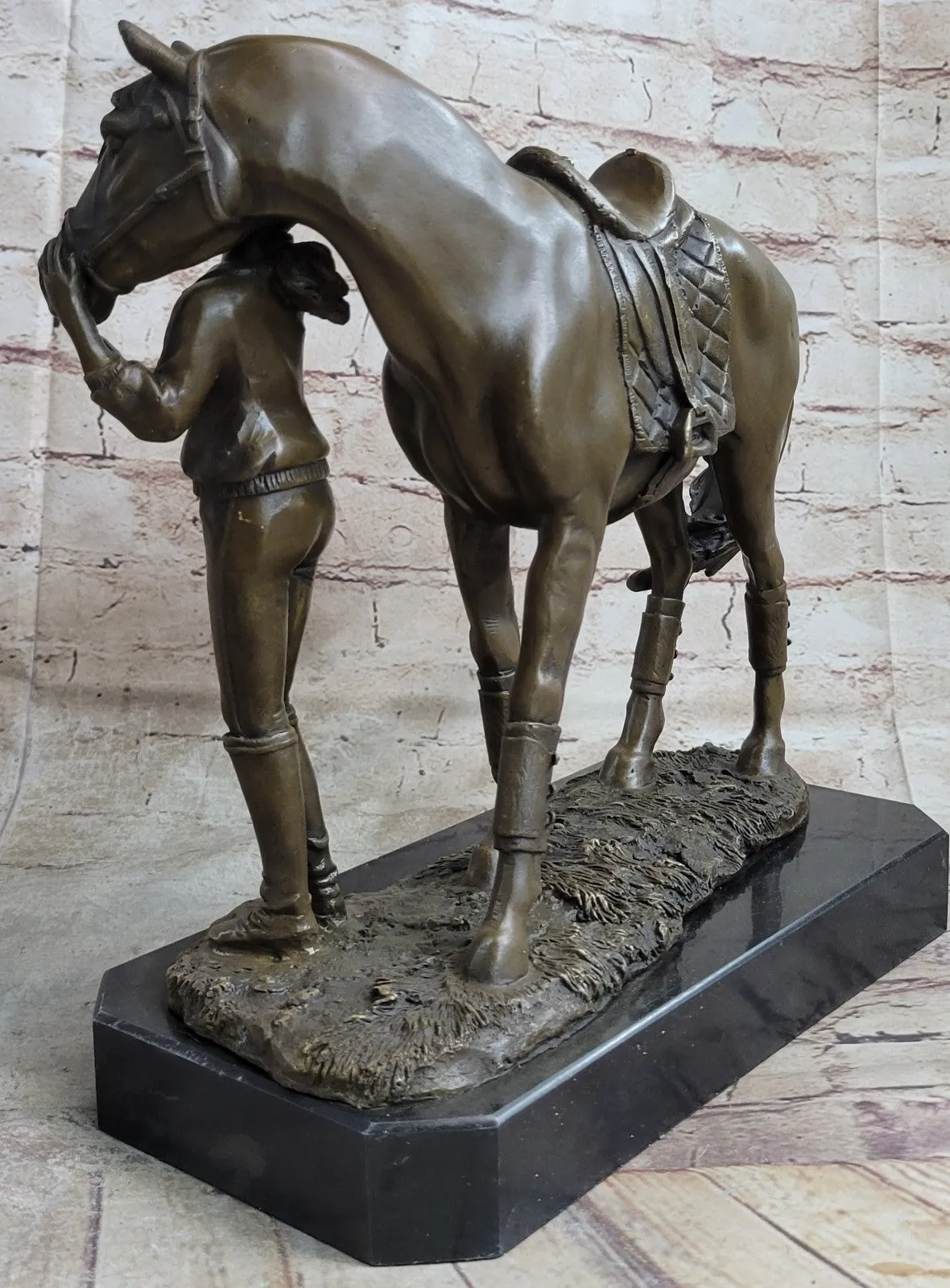 Original Fisher Signed LE GRAND JOCKEY BRONZE SCULPTURE Race Horse Rider