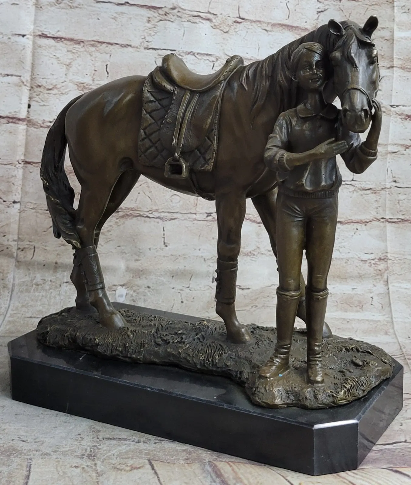 Original Fisher Signed LE GRAND JOCKEY BRONZE SCULPTURE Race Horse Rider