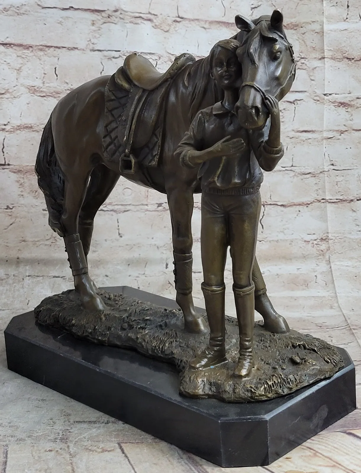 Original Fisher Signed LE GRAND JOCKEY BRONZE SCULPTURE Race Horse Rider