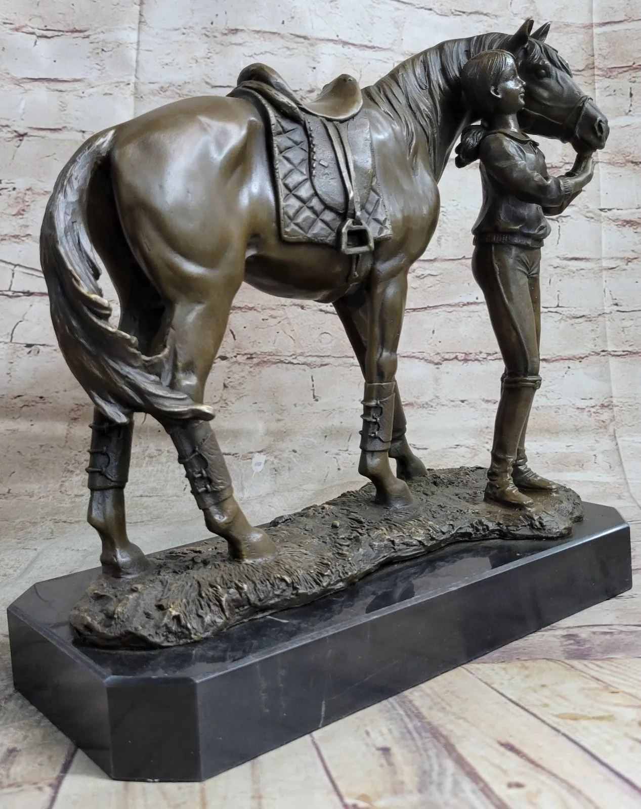 Original Fisher Signed LE GRAND JOCKEY BRONZE SCULPTURE Race Horse Rider