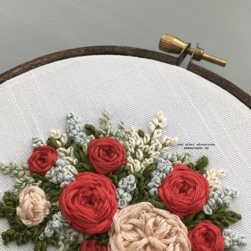 Red Floral Bouquet Embroidery