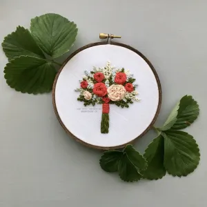 Red Floral Bouquet Embroidery