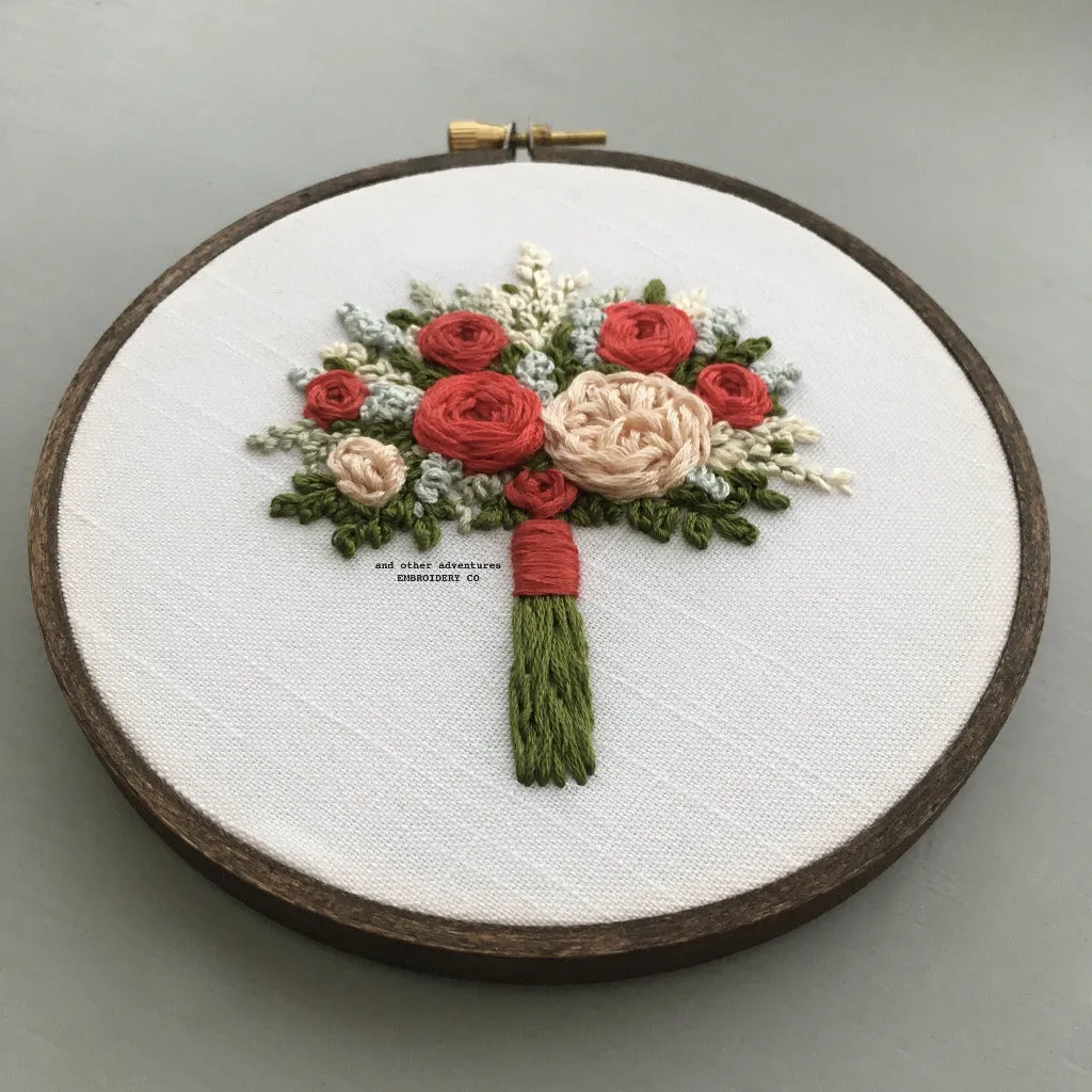 Red Floral Bouquet Embroidery