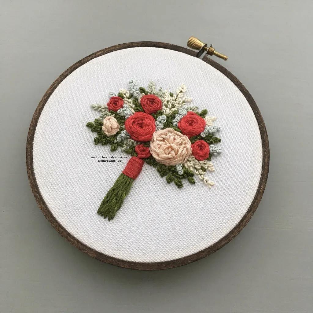 Red Floral Bouquet Embroidery