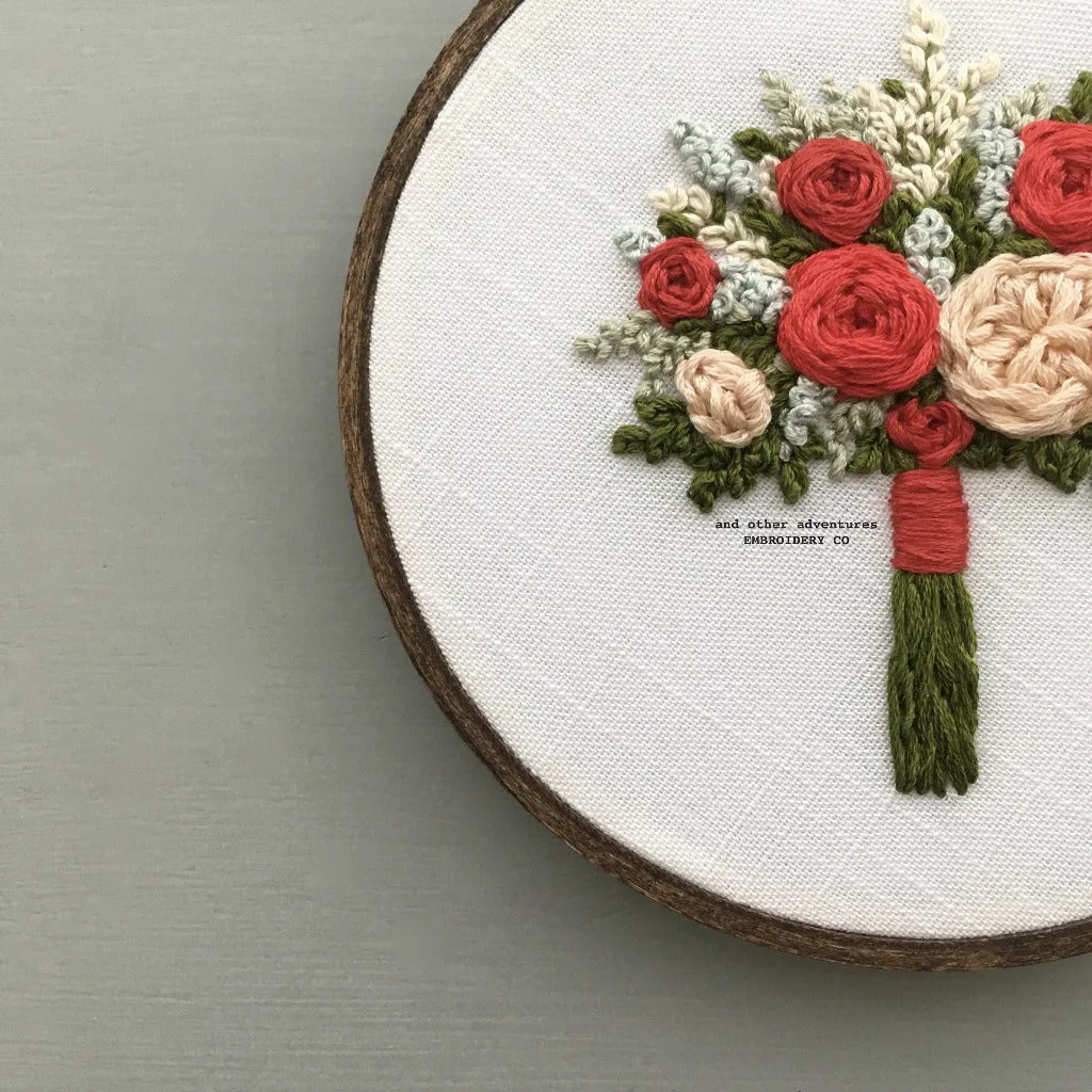 Red Floral Bouquet Embroidery