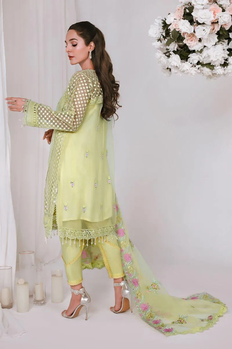 Reema Ahsan - NIDA - Organza  - Lemon yellow  - 3 Piece