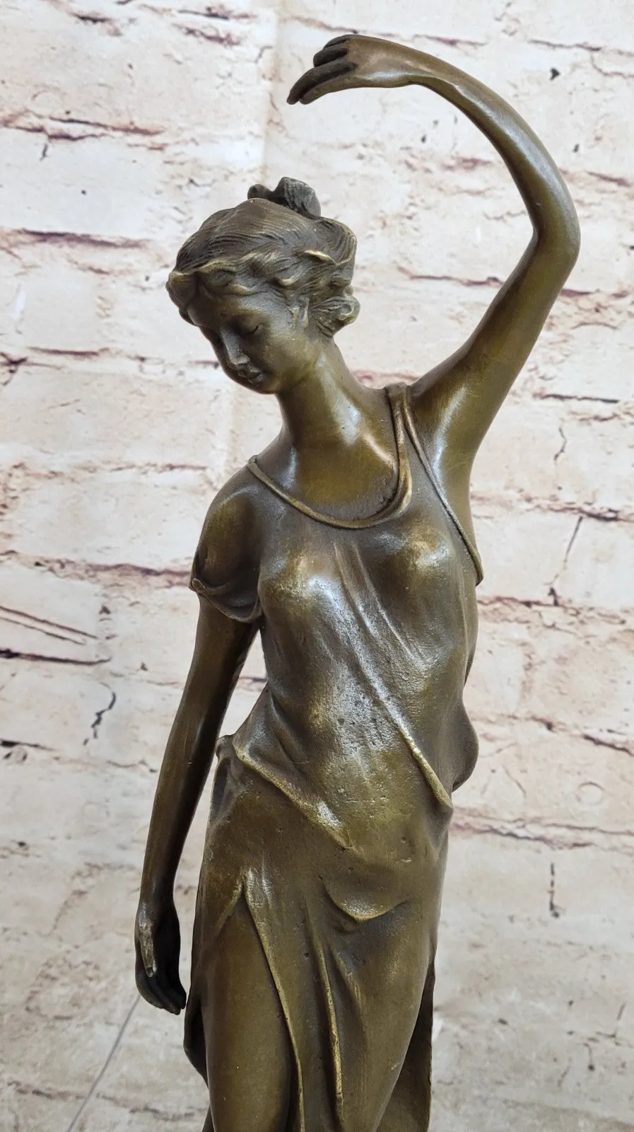 Signed Augustine Moreau French Artist Beautiful Woman Bronze Sculpture Figure