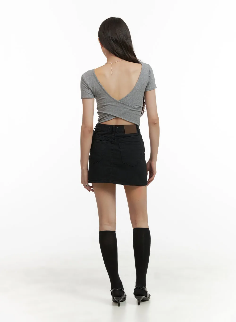 Solid Cargo Mini Skirt CY417