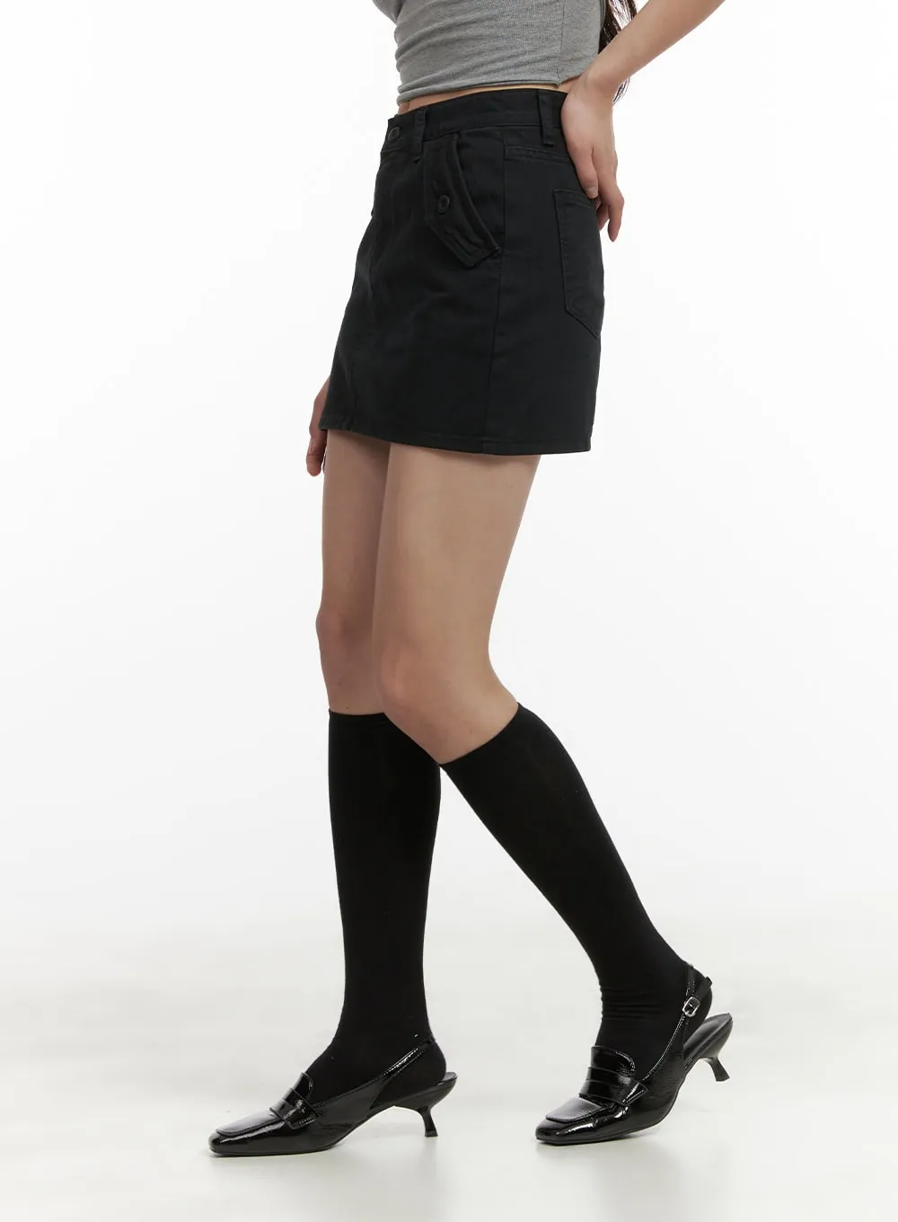 Solid Cargo Mini Skirt CY417