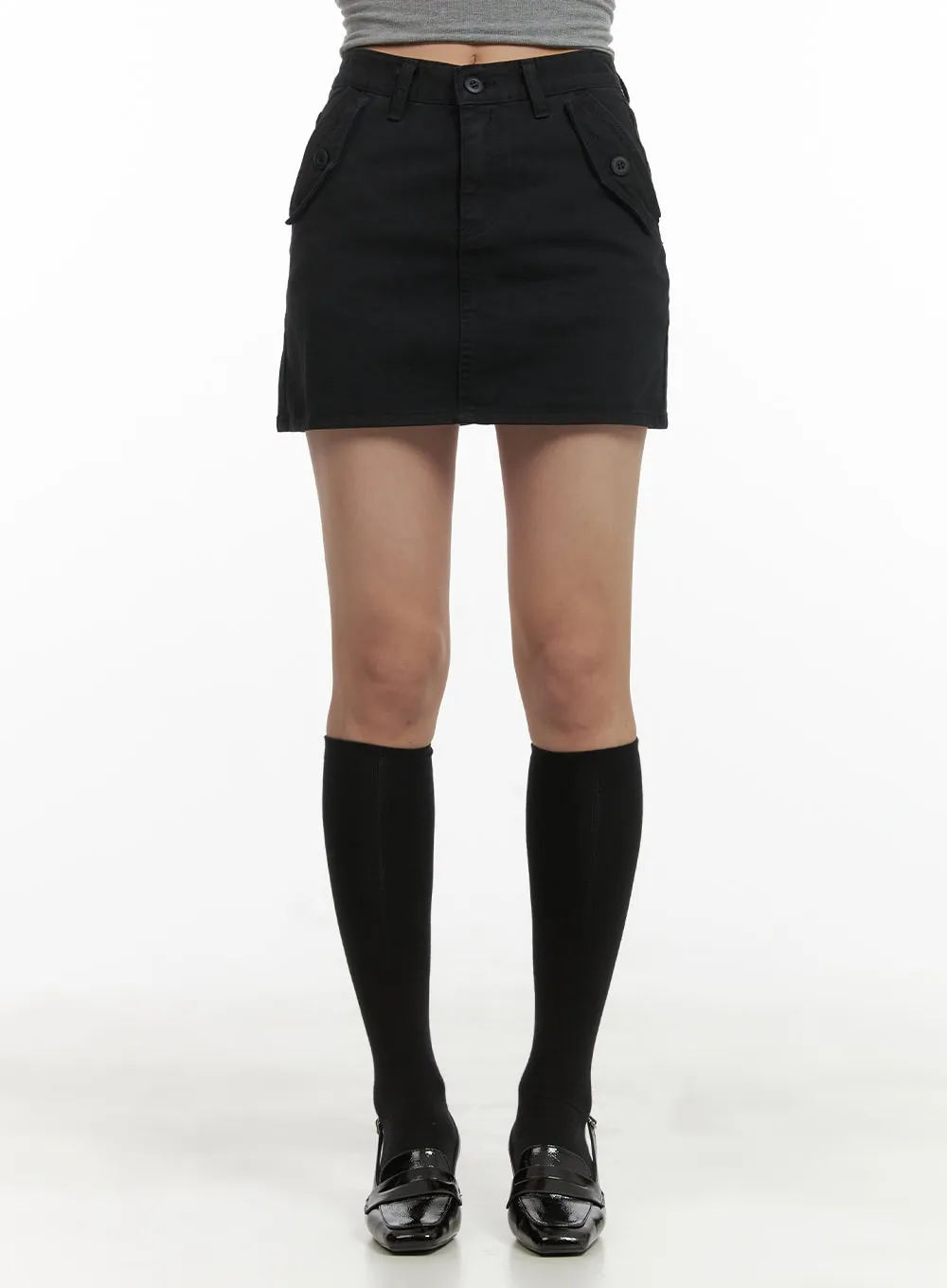 Solid Cargo Mini Skirt CY417