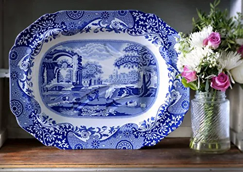 Spode Blue Italian Large Rectangular Handled Dish