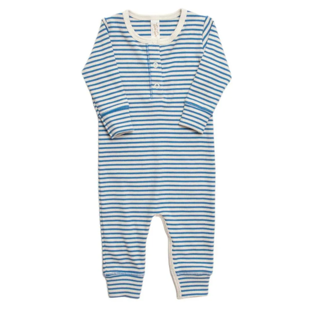 Tun Tun (Peru) - Pima Cotton Henley Jumpsuit - Blue Stripes