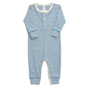 Tun Tun (Peru) - Pima Cotton Henley Jumpsuit - Blue Stripes