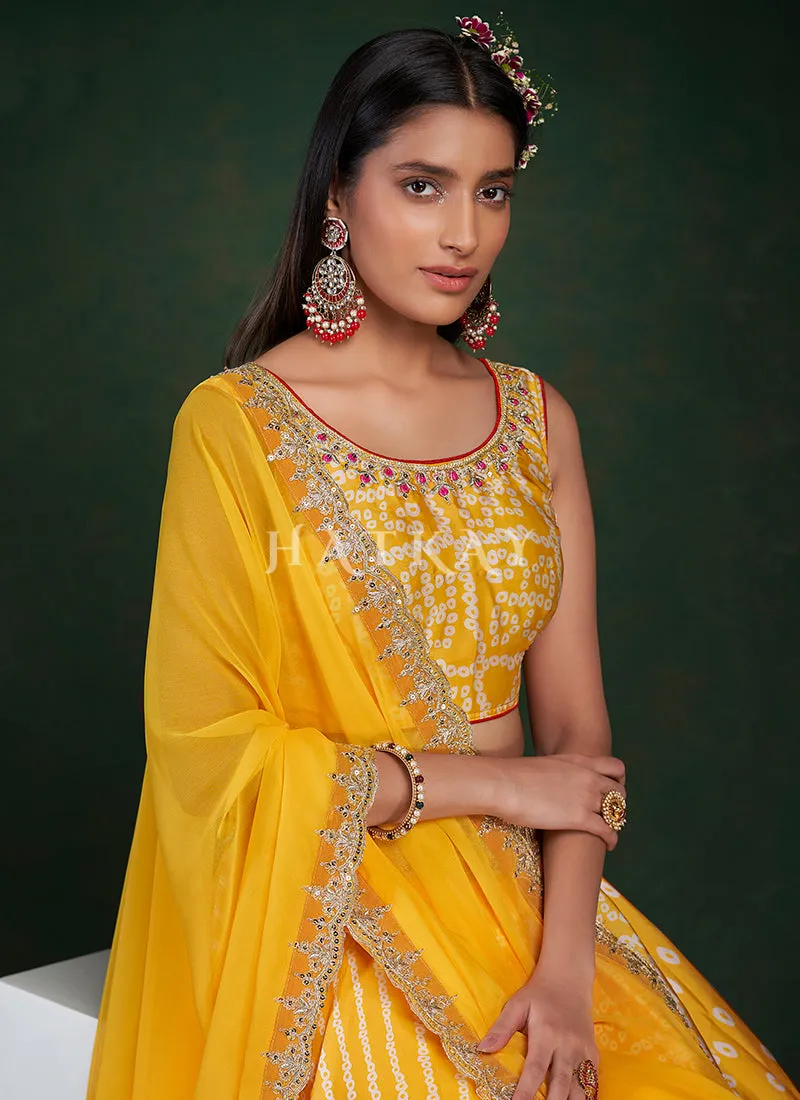 Yellow Embroidery Traditional Lehenga Choli